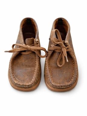 Clarks Kids Brown Leather Moccasin Lace-Up Shoes | Wallabee Style Size : 12